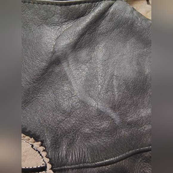 Vintage 80's - 90's Diamond Leather Heavy Vest with Embroidered Design Men's 46 - Picture 7 of 10